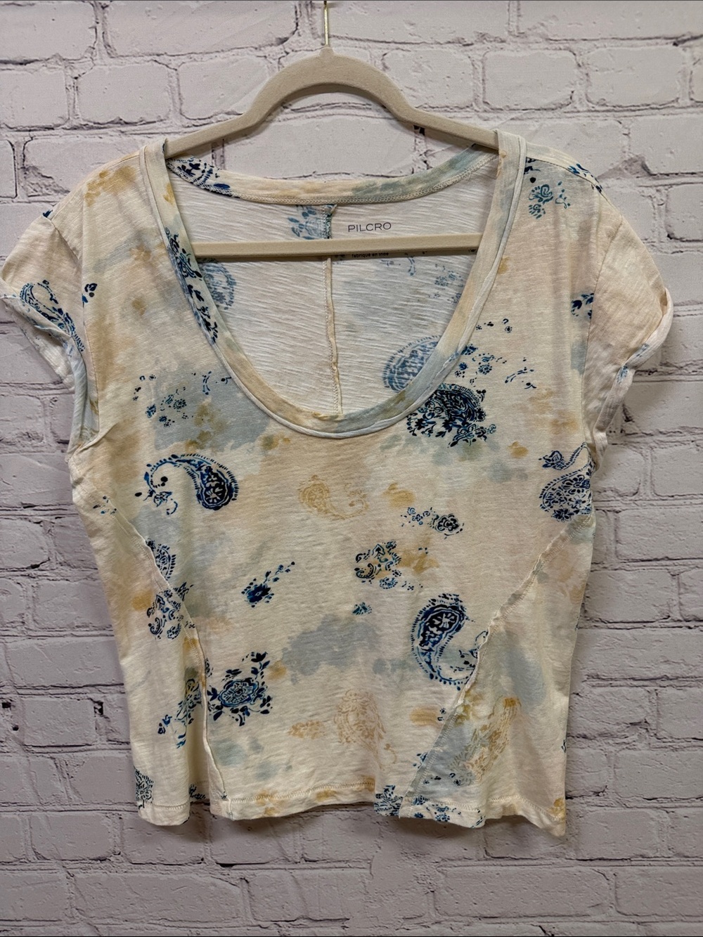Anthropologie Pilcro Scoop Neck Tee Shirt Top Paisley New Medium